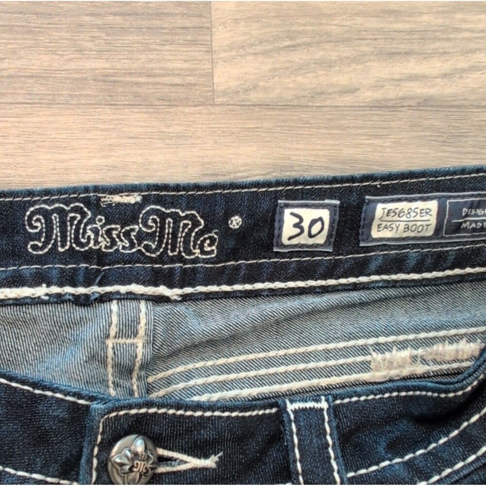 Miss Me Dark Blue Embellished Studded Bootcut Women's Jeans - Size 30 Regular - Picture 3 of 11